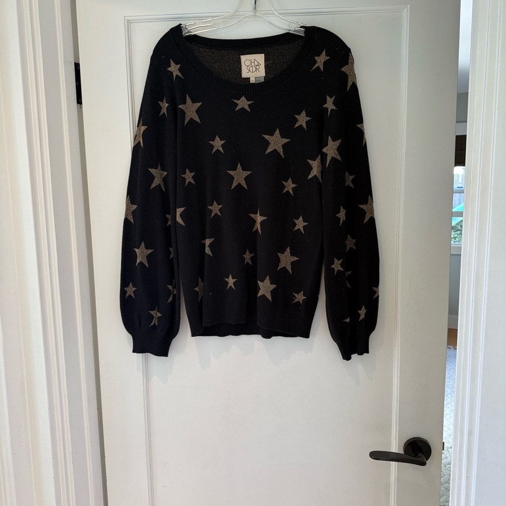 Chaser Black Sweater with Metallic gold stars